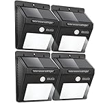 BAXIA TECHNOLOGY Outdoor Waterproof Motion Sensor Solar Bright Security Lights - 12 LEDs Wireless for Wall (4-pack)