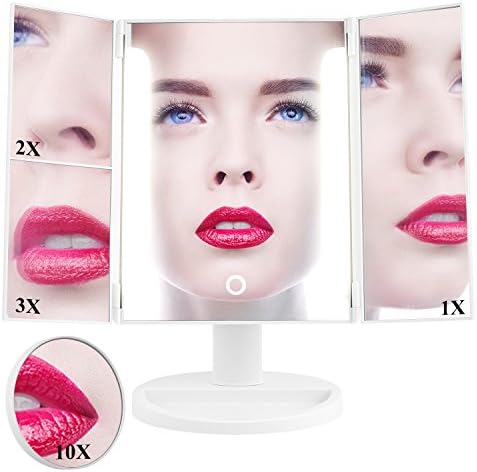 HAIRBY Vanity Mirror with Light, Makeup Mirror Cosmetic Mirror, Mirror with Lights 36 LED, 1X/2X/3X/10X Makeup Beauty Mirror USB Charging / 4 Pics AA Batteries