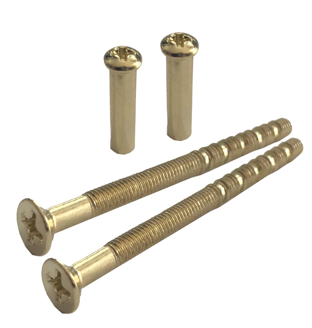 M4 Door Handle Screws BRASS with Bolt Connecting Sleeve Male to Female for Door Handle, Knobs Escutcheons and Others (Pack of 2)