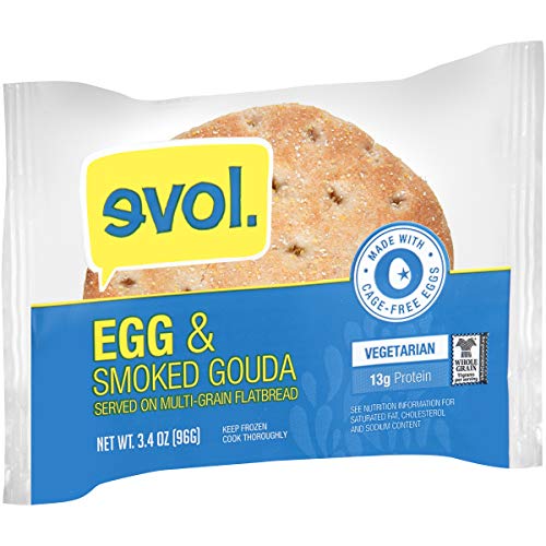 EVOL Egg and Smoked Gouda Breakfast Sandwich, 13 Grams of Protein Per Serving, 3.4 Ounce (Frozen)
