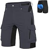 Ally Mens Mountain Bike Shorts 4D Padded Bike Shorts Baggy Cycling Biking Bicycle Biker Shorts Loose-fit with 6 Pockets