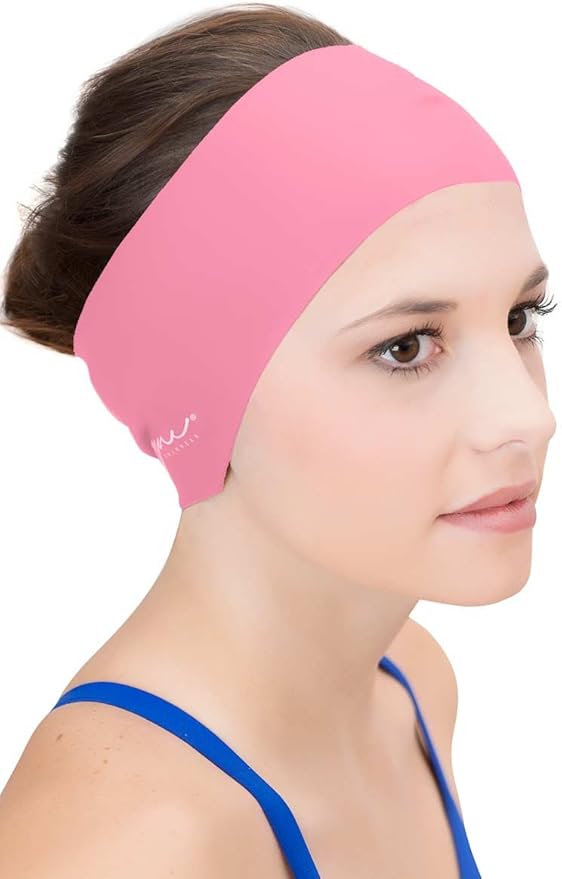 Hair and Ear Guard Headband Wear Under Swim Caps for A Water Repellent Seal Light Rose, Swim