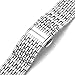 Top Plaza 20MM Silver Solid Stainless Steel Straight End Link Bracelet Wrist Watch Band Strap Replacement Double Push Spring Butterfly Deployment Clasp 9 Rows Metal Strap