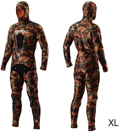 ZHUOTOP Unisex 5mm Neoprene Camouflage Spearfishing Swimwear Wetsuit Hooded Zipless Scuba Diving Suit Diving Equipment XL