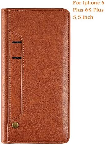 szwisechip For iPhone 6, 6S Plus Leather Wallet Case,Card Slot, Heavy Duty Protection, stand, Magnetic Closure Protective Stand Flip Cover Case for Apple iPhone 6, 6S Plus (Brown)
