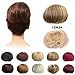 FESHFEN Bridal Hair Bun Updo Scrunchy Scrunchie Hairpiece Wig Hair Ribbon Ponytail Extensions Clips Straight Drawstring Hair Chignons Topknot Knot-12H24 Light Golden Brown & Pale Golden Blonde