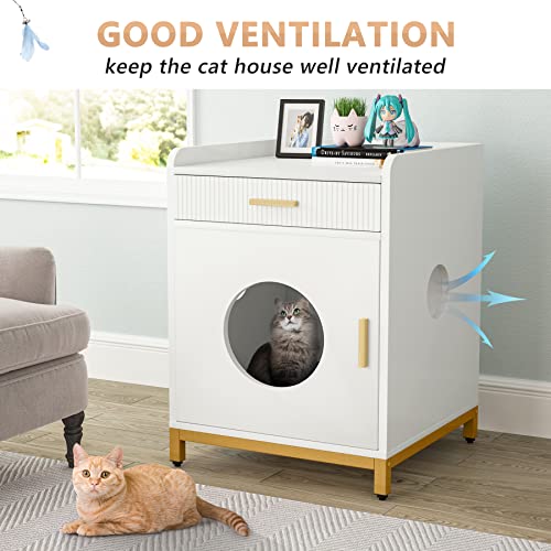 Tribesigns Cat Litter Box Enclosure with Storage Drawer, Hidden Litter