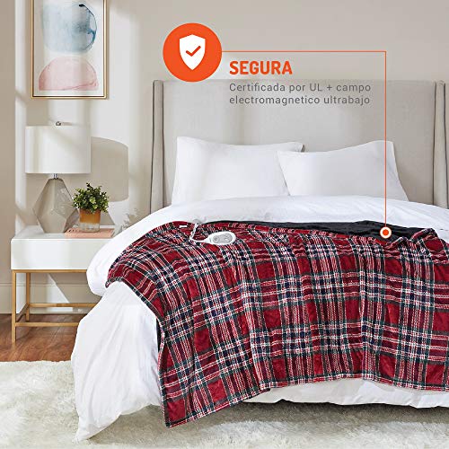 Degrees Of Comfort Electric Heated Throw Blanket Red Plaid 50 x 60 Lap Blanket for Office Or