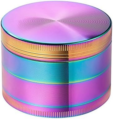 Taikala Colourful 4 Pieces Metal Zinc alloy Tobacco Grinder Spice Grinder Herb Grinder Pollen Catcher Grinders,Rainbow Metal (Large (2.5 inch&amp;63mm))
