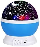 Night Lights for Kids, Elecstars Night Lighting Lamp, Star Light Rotating Projector, 4 LED Bulbs 8 Modes with 3.2FT USB Cord for Baby Children Kids Bedroom.(Blue)