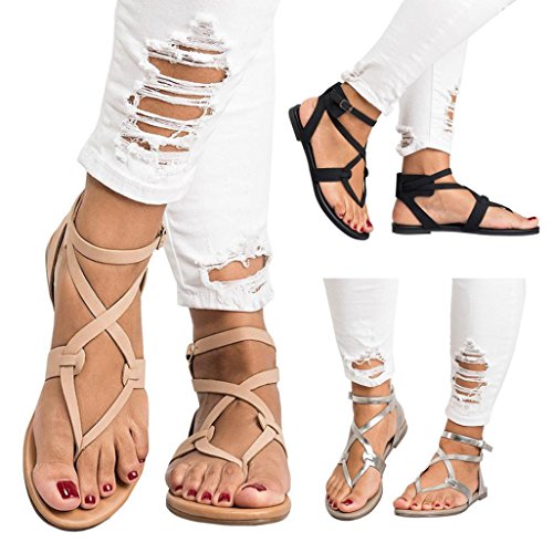 image for Hemlock Sandals Women Cross Strap Flat Sandals Low Bottom Flip Flop Sh