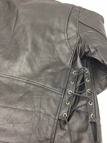 MEN'S MOTORCYCLE MC POLICE STYLE LEATHER JACKET WITH SIDE LACES COW LEATHER (4XL Regular)