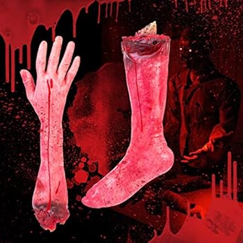 Fullsexy Halloween Decorations, Fake Hand and Leg for Party Decorations, Horror Halloween Body Parts Props