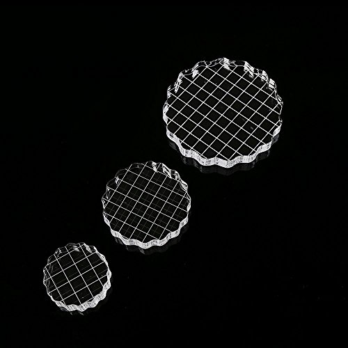 DECORA 3 Pieces Thicken Clear Acrylic Stamping Blocks Set with Grid and Grip