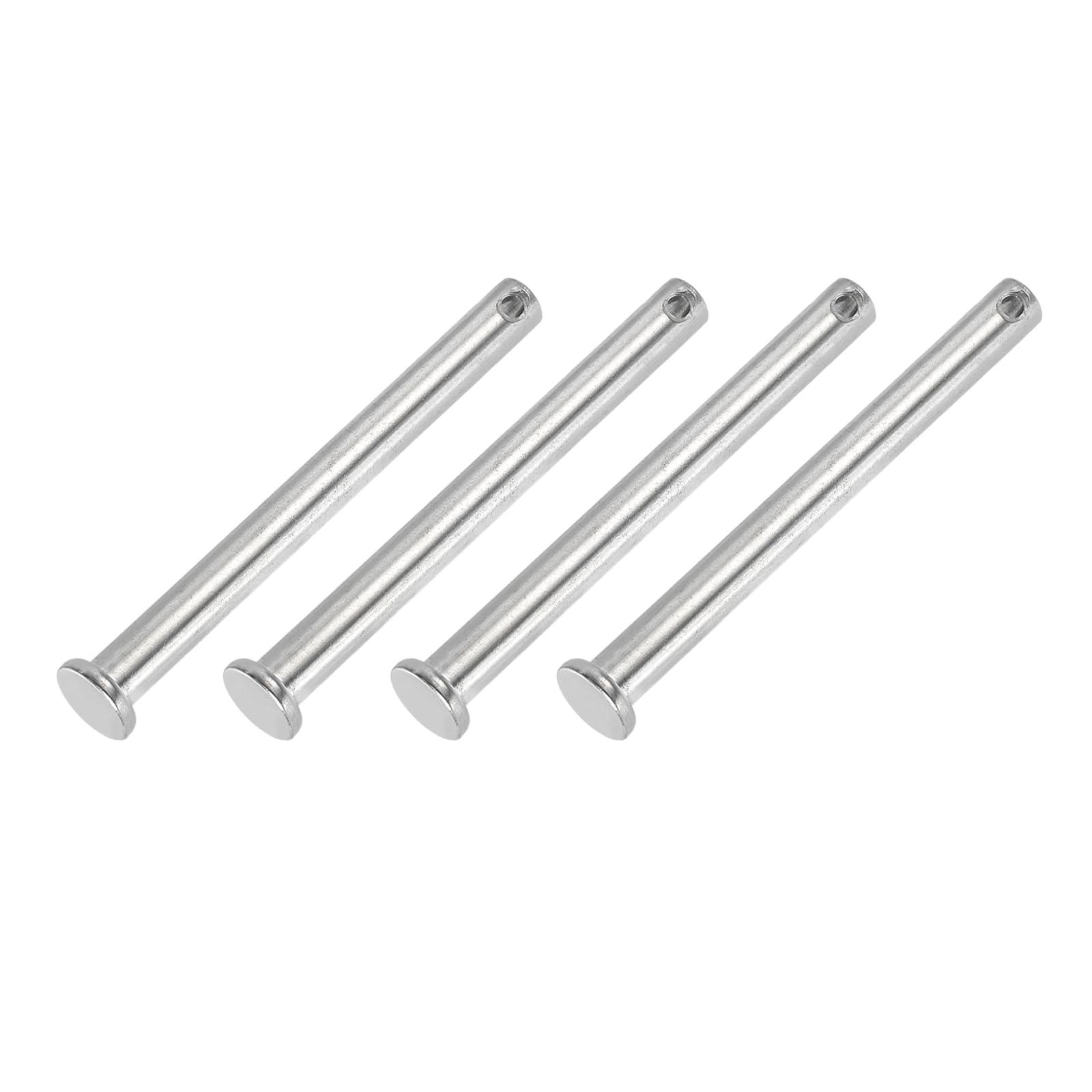 PATIKIL 8 x 80 Mm Single Hole Clevis Pins, 4 Pcs 304 Stainless Steel Flat Head Pin for Hitch Pin Lock Link Hinge Systems, Silver