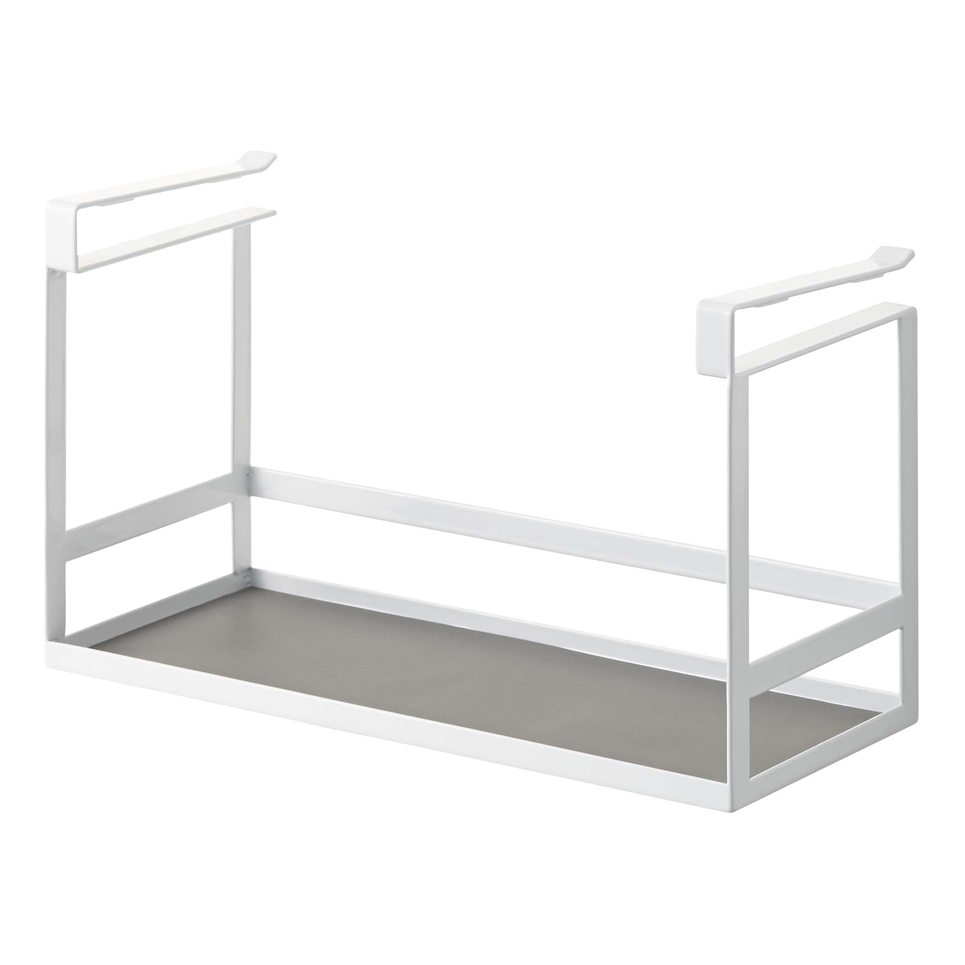Yamazaki Tower Shelf with Hooks, Steel, White, One Size