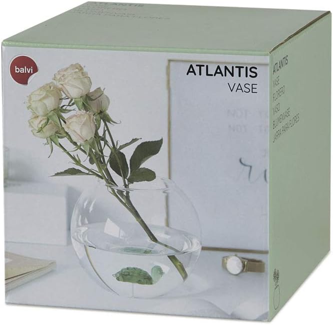 Balvi Vase Atlantis Green colour Vase-shaped flowers with green turtle aquarium glass inside original, Multicolored - Image 3