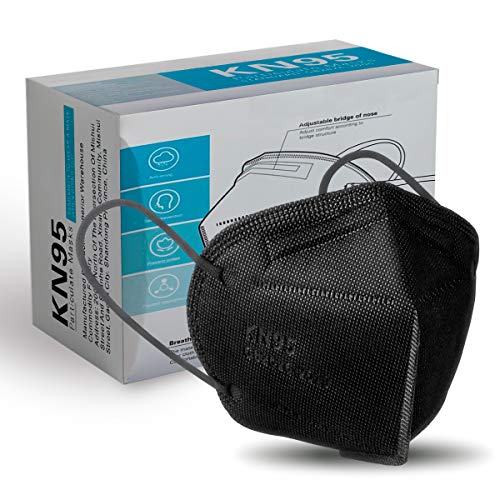 KN95 Disposable Black Face Mask 20 units box 5Layer Design Adjustable Ear Loop