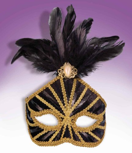 Forum Mardi Gras Trim High Half Mask With Feathers - Image 5