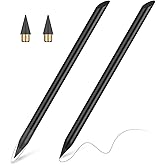 AUAUY Stylish Metal Pencil, 2PCS Premium Infinity Everlasting Pencils | Reusable with 2 Replaceable Nibs for Writing Drawing Sketching, Unique Xmas Birthday Gift for Kids Student Adult Artists