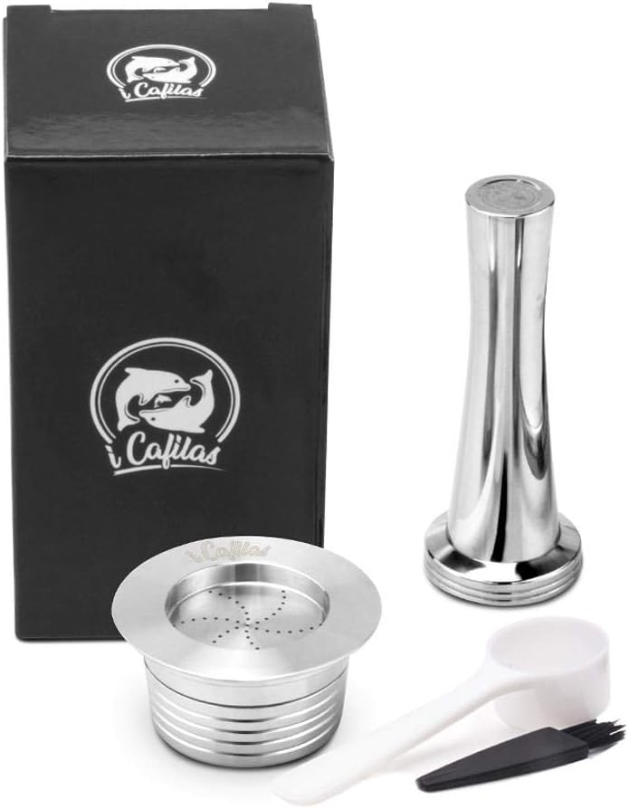 Reusable Refillable Coffee Capsule, Stainless Steel Metal Refillable Reusable Coffee Capsule Pod For Lava Zza LB 951 And CB-100 Machine With 1 Spoon,1 Cleaning Brush And 1 Coffee Tamper