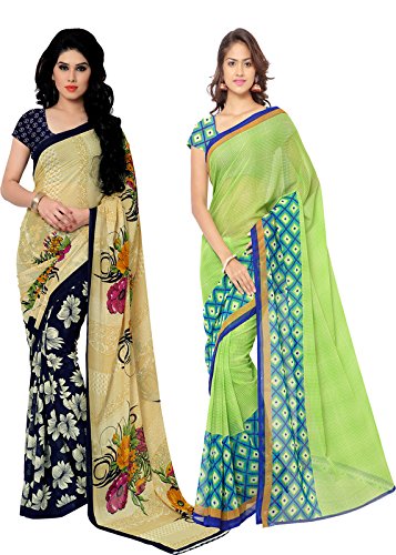 Anand Sarees georgette with Blouse Piece Saree (Pack of 2) (COMBO_2942_1115_2_ multicoloured_ OS)