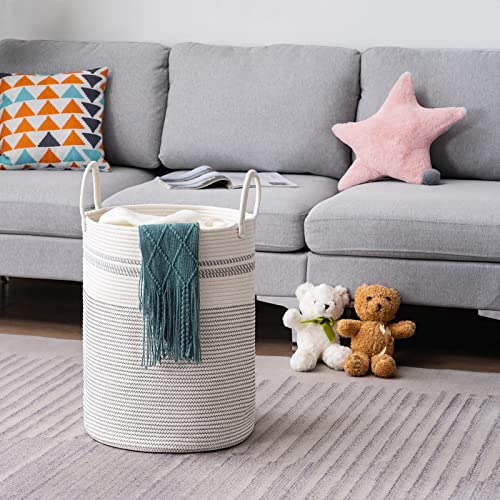 Woven Rope Laundry Hamper Basket by YOUDENOVA, 58L Tall Luandry Basket