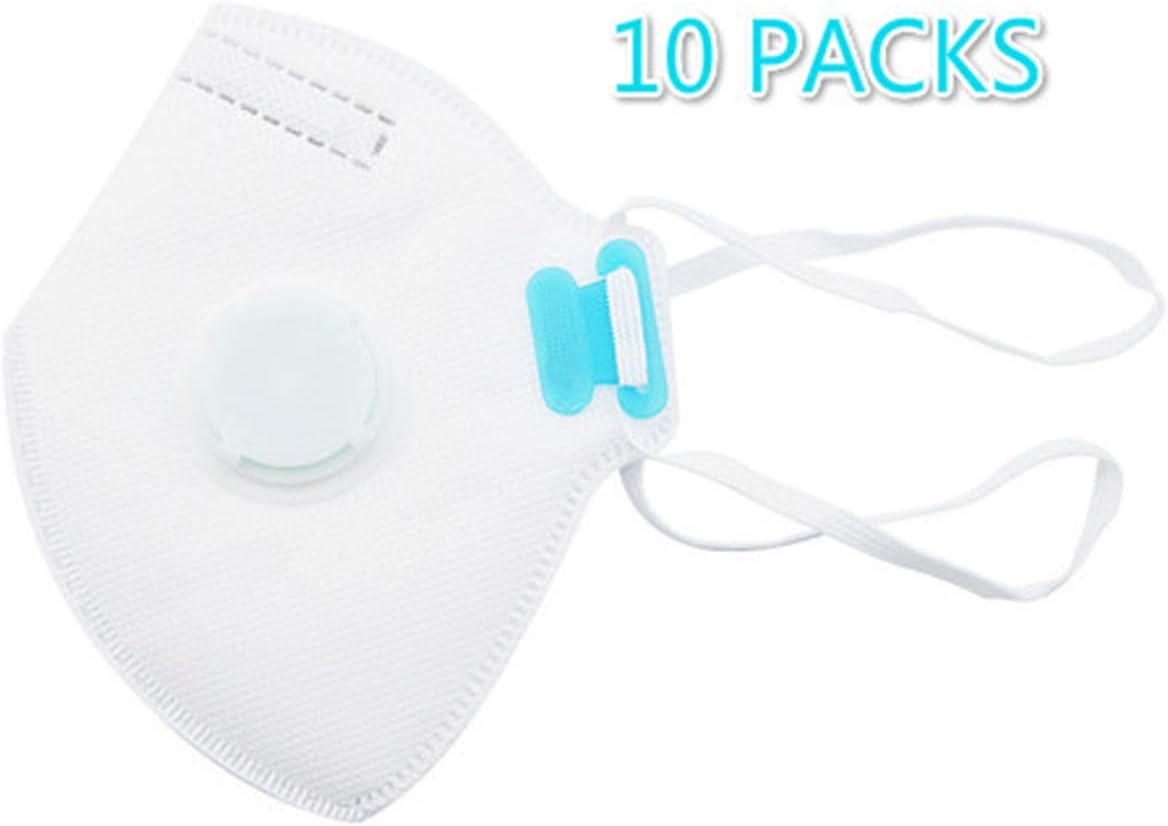 Dust Masks Disposable with Exhalation Valve N95 Particulate Respirator-Personal Protective Equipment safety mask Activated Carbon Air Filter, Anti-Dust, Smoke, Gas, Allergies, Germs and Flu 10 Packs