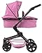TRIOKID 2 in 1 Deluxe Baby Doll Stroller Sportline X1 Grape Purple Drawable Fabric with Swiveling Wheels & Adjustable Handle