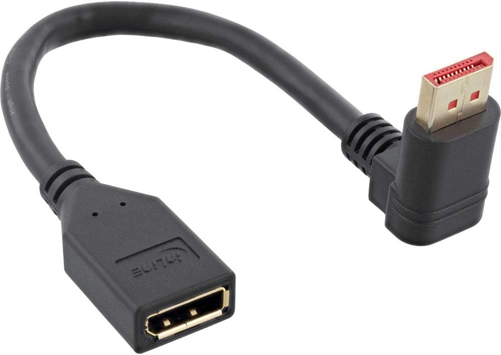 InLine® DisplayPort 1.4 Adaptor Cable ST/BU, 8K4K, Upward-Angled, Black/Gold, 0.15 m, black gold, 0,15 m