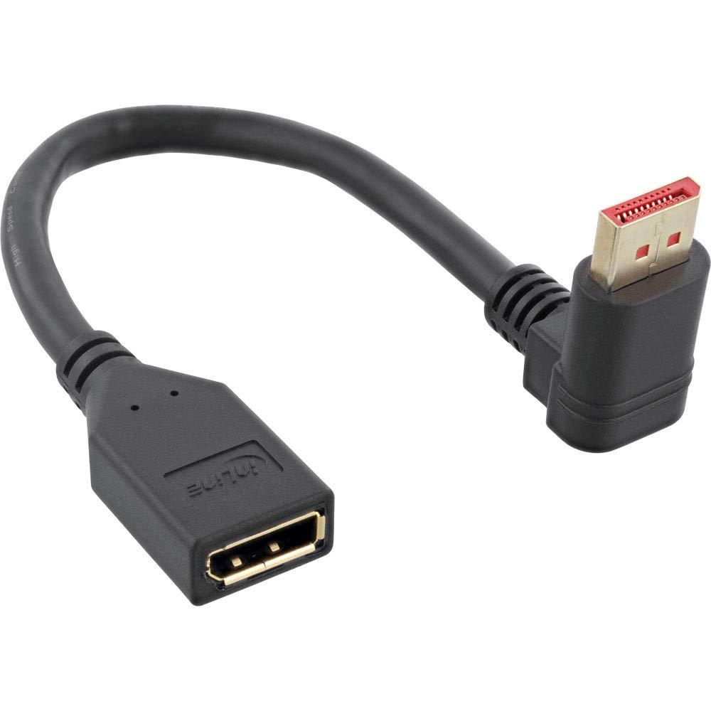 InLine® DisplayPort 1.4 Adaptor Cable ST/BU, 8K4K, Upward-Angled, Black/Gold, 0.15 m