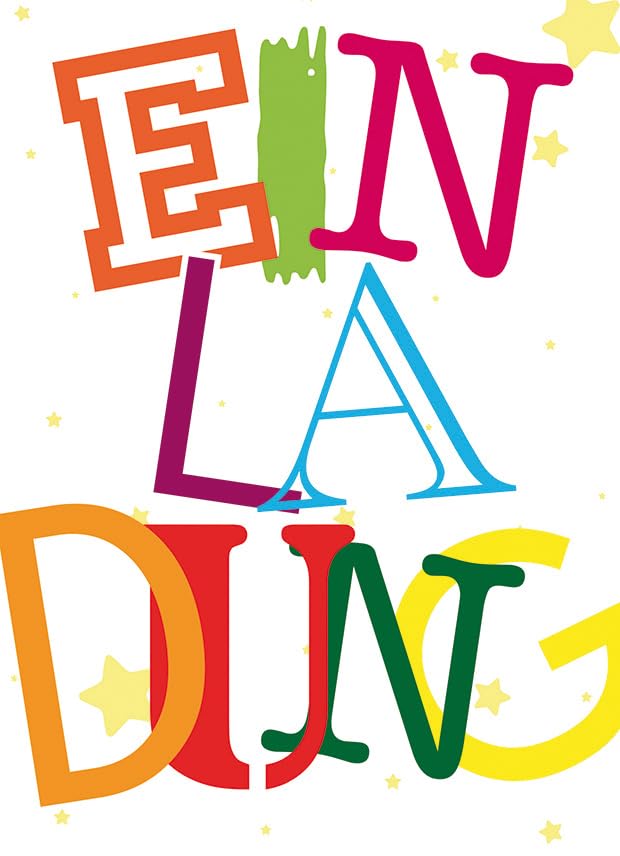 Perleberg Pack of 5 General Invitation Cards Colourful Letters – Invitation for Celebration Birthday Wedding Christmas and Much More – Invitation Cards in 10.5 x 14.5 cm with Envelope