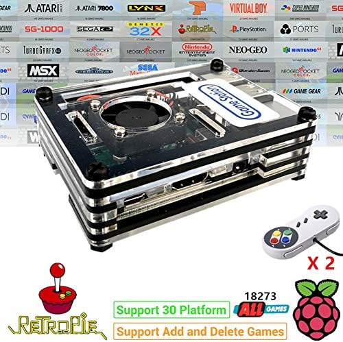 TAPDRA Rasperry Pi 3B+ RetroPie Arcade Video Game Station with 18273 Games, 128GB Fast Card PC Gaming Kit, Plug and Play, HDMI USB Port (2 Gamepad Included)