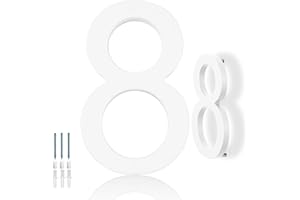 Hvatry House Numbers for Outside, White 6 inch Modern Floating Address Numbers for Front Door, Street, Apartment, Farmhouse, High Visibility Numbers Enhance Home's Exterior Charm(House Numbers 8)