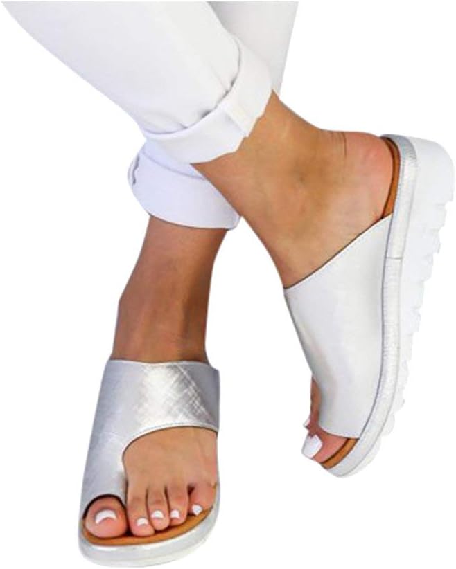 Women's Flats Wedges Platform Sandals Comfy Open Toe Beach Travel Shoes Heel Massage Soft Bottom Non-Slip