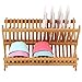 SONGMICS 100% Bamboo Dish Rack Plate，Dish Drying Rack, Collapsible Compact Dish Drainer，18 Slot Collapsible 2-Tier Dish Cup Holder, Folding Utensil Drainer for Kitchen Restaurant UKAB901