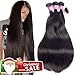 10A Brazilian Hair Straight Remy Human Hair Weave 4 Bundles 20 22 24 26Inch Unprocessed Brazilian Straight Hair Bundles Natural Black Color Straight Hair Extensions