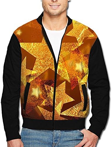 Fri Men's Stars Gold Color Block 80s Jackets\r\nThick Long Sleeve For Pub