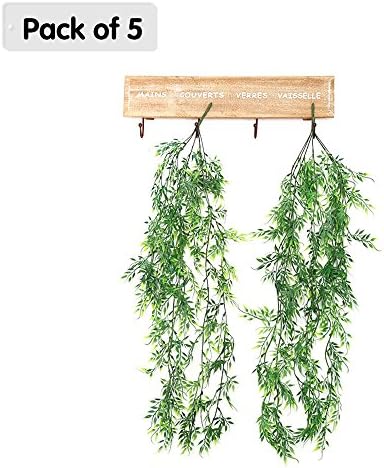 Ya Jin 5pcs/lot Lifelike Plastic Artificial Ivy Vines Hanging Plants Fake Flowers for Home Garden Wedding Decor, Bamboo Leaves