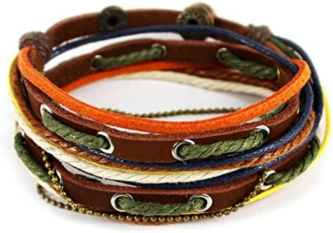 Great Matching Women Bracelet, Fashion Soft Leather Multicolour Ropes Wristband Wrap Bracelet (Brown)