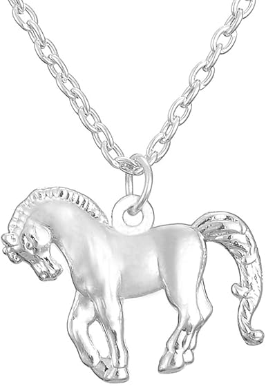 Graziosa Collana Con Ciondolo A Forma Di Cavallo Placcata Al Rodio Per Ragazze E Ragazzi Amazon It Abbigliamento