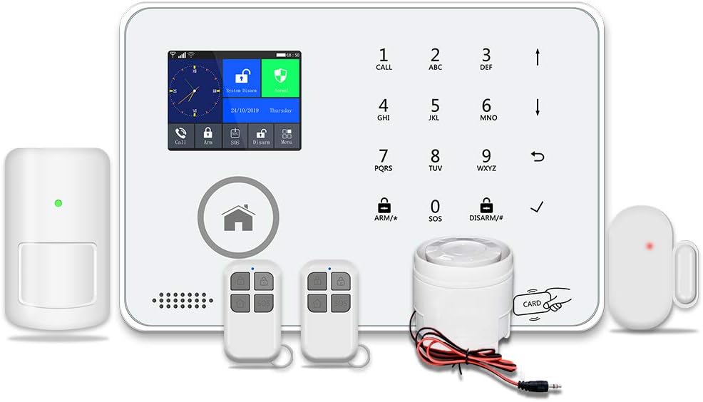 433MHz Wireless 3G&GSM&WiFi Home and Business Security Alarm System, DIY Smart Alarm Systems Kits Infrared Motion Sensor Door Magnetism Alert with APP Control