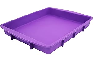 Lmaray 11 x 9.5 Inch Purple Silicone Baking Pan, Safe, Durable, Easy Cleanup, Microwave and Oven Safe