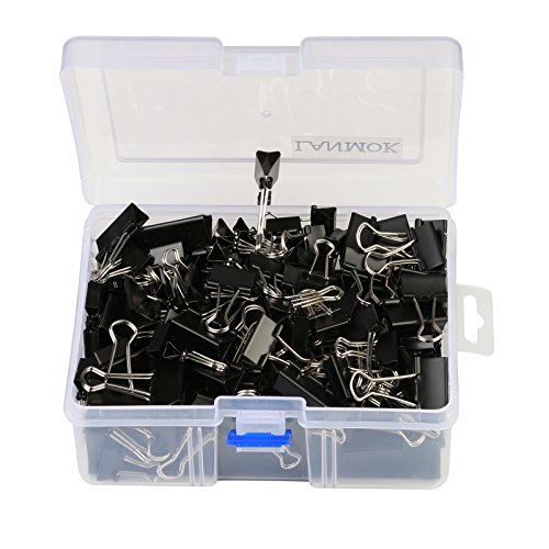 162 Pcs Binder Clips LANMOK Paper Clamps Assorted 6 Sizes With Plastic Storage Box for Note Letter Paper Office School Home Supplies