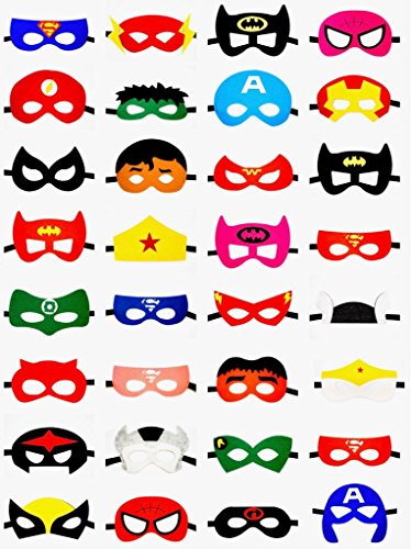 Superhero Party Masks for Kids 32 pc by Hero2Be Birthday Supplies Boys & Girls Costume Accessories Gift