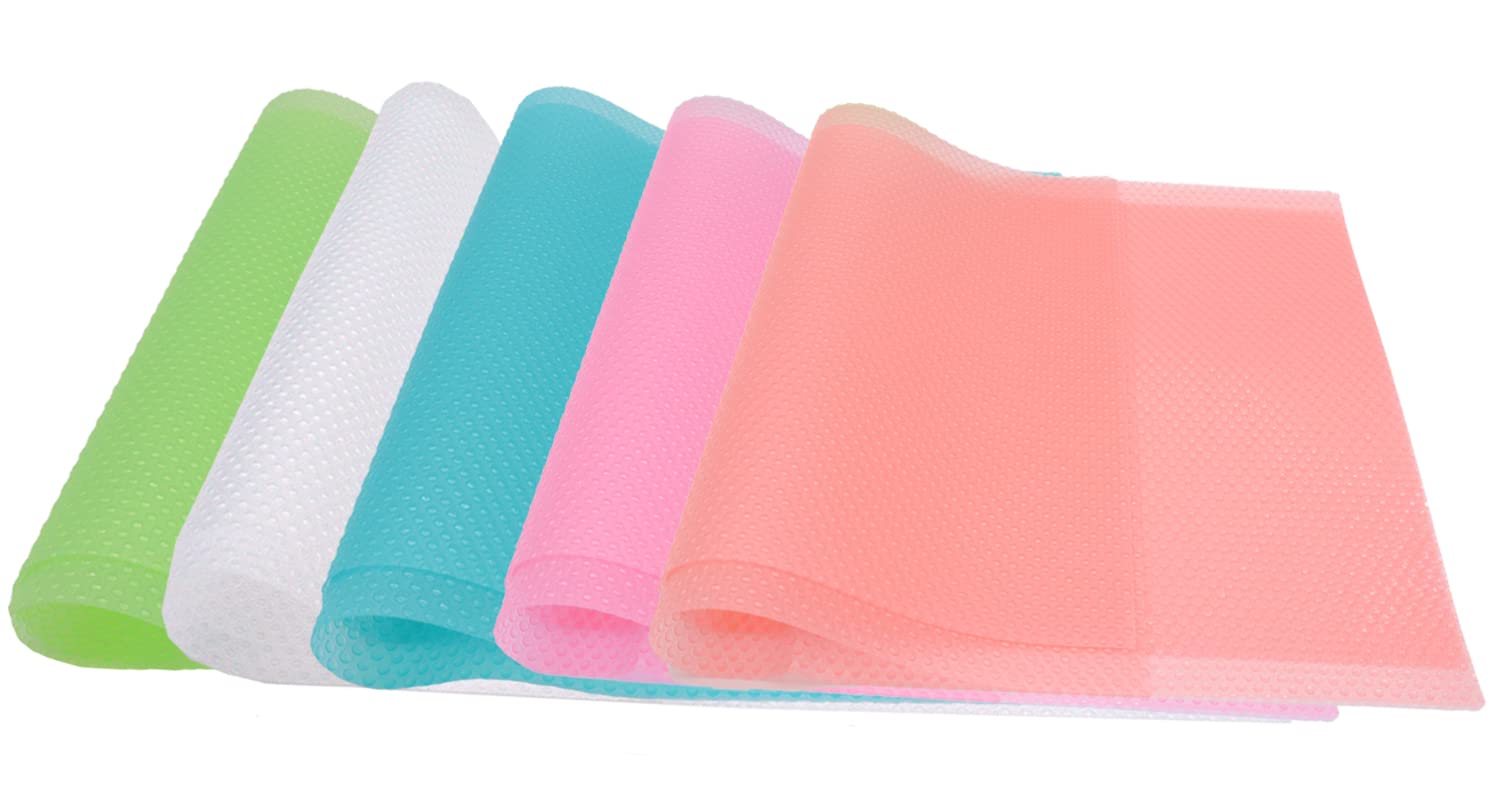 Panngu 10pcs Refrigerator Mats, EVA Refrigerator Pad Salad Veg Fresh Liners Shelves Non Slip Fridge Mat Washable Can Be Cut/Antifouling Mildew/Cupboard Mat Shoe Mat Table Mat Drawer Mat (5 Colors)