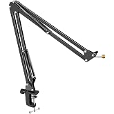 Microphone Arm Stand, FIFINE Suspension Boom Scissor Mic Stand with Heavy Duty Clamp, 3/8" to 5/8" Adapter, for Voice-Over, G