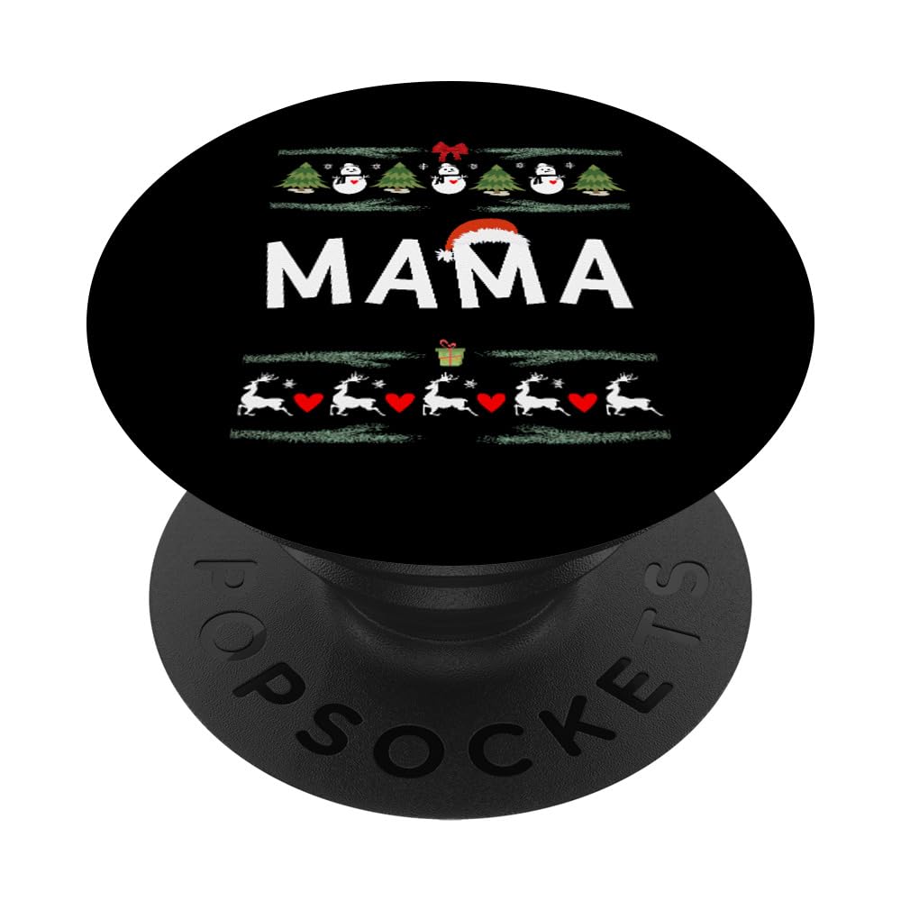 MAMA Santa Clause Ugly Christmas Holiday For Cute Mom Santas PopSockets Adhesive PopGrip