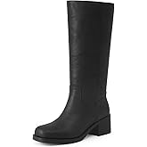 Adolilove Mid Calf Boots for Women Chunky Block Low Heel Square Toe Comfortable Casual Trendy Stylish Boots