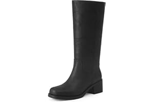Adolilove Mid Calf Boots for Women Chunky Block Heel Women’s Tall Boots Square Toe Comfortable Casual Boots Low Heel Trendy Stylish Boots